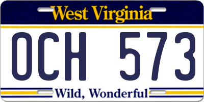 WV license plate OCH573
