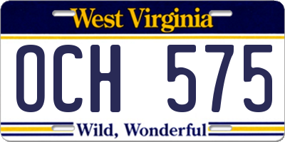 WV license plate OCH575