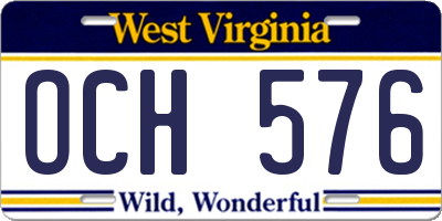 WV license plate OCH576