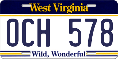 WV license plate OCH578
