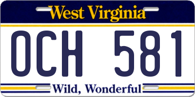 WV license plate OCH581