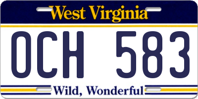 WV license plate OCH583