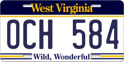 WV license plate OCH584