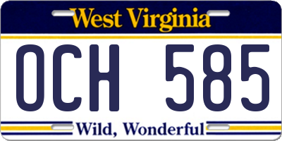 WV license plate OCH585