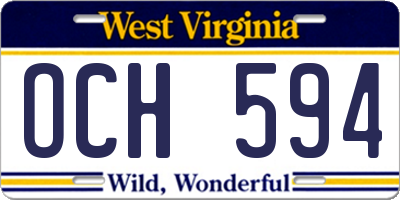 WV license plate OCH594