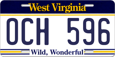 WV license plate OCH596