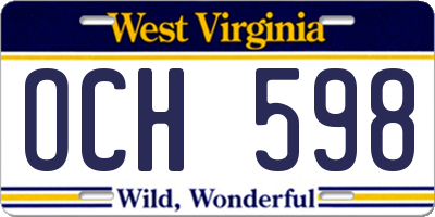 WV license plate OCH598