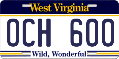 WV license plate OCH600