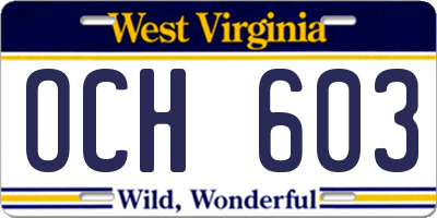 WV license plate OCH603