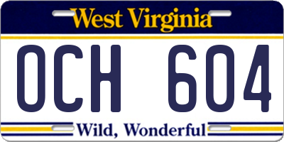 WV license plate OCH604