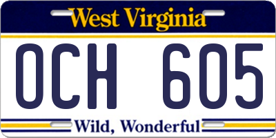 WV license plate OCH605