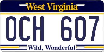 WV license plate OCH607