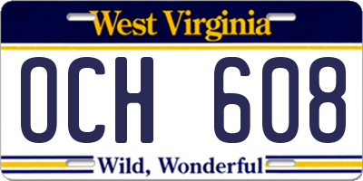 WV license plate OCH608