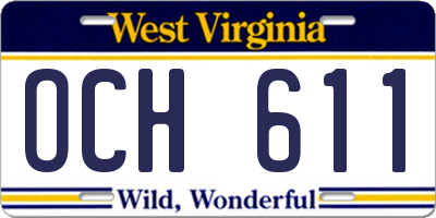 WV license plate OCH611