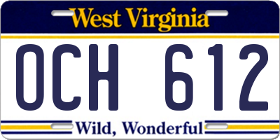 WV license plate OCH612