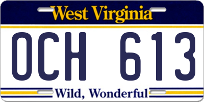 WV license plate OCH613