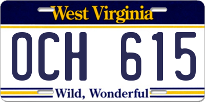 WV license plate OCH615