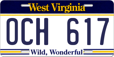 WV license plate OCH617