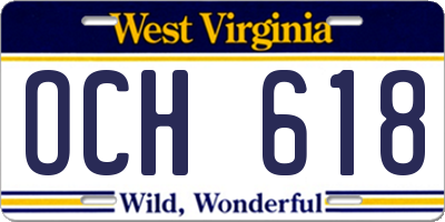 WV license plate OCH618