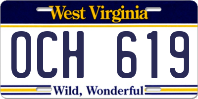 WV license plate OCH619