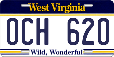 WV license plate OCH620