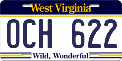 WV license plate OCH622