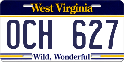 WV license plate OCH627