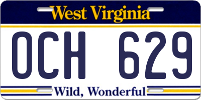 WV license plate OCH629