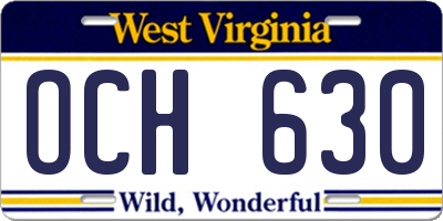 WV license plate OCH630