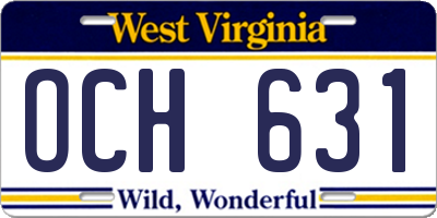 WV license plate OCH631