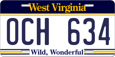 WV license plate OCH634