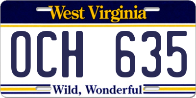 WV license plate OCH635