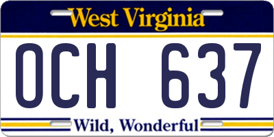 WV license plate OCH637