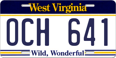 WV license plate OCH641