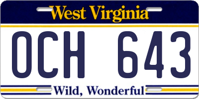 WV license plate OCH643