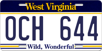 WV license plate OCH644