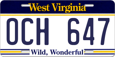 WV license plate OCH647
