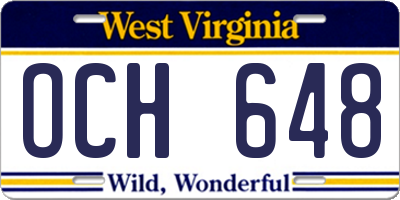 WV license plate OCH648