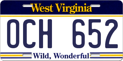 WV license plate OCH652