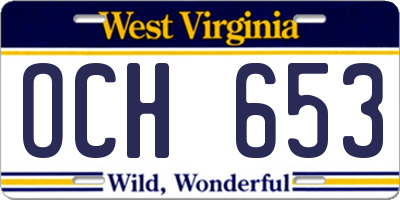 WV license plate OCH653