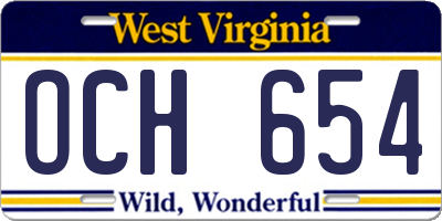 WV license plate OCH654