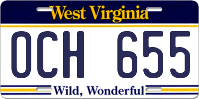 WV license plate OCH655