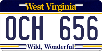 WV license plate OCH656