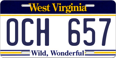 WV license plate OCH657