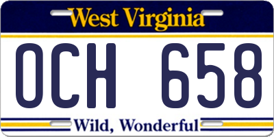 WV license plate OCH658