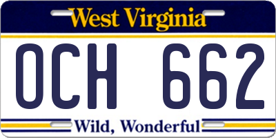 WV license plate OCH662