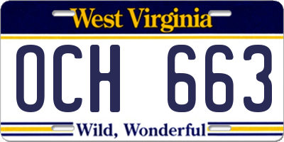WV license plate OCH663