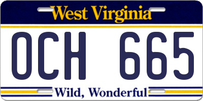 WV license plate OCH665