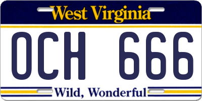 WV license plate OCH666