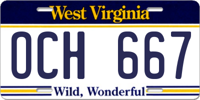 WV license plate OCH667
